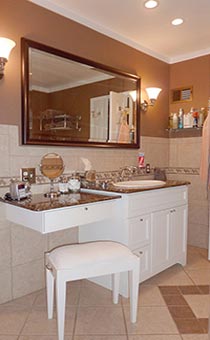Wide vanity and matching make up counter